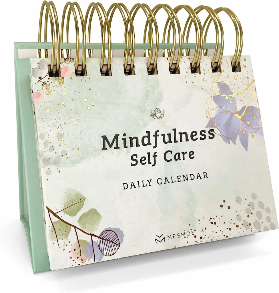 MESMOS Perpetual Desk Calendar with 366 Mindfulness Self Care Quotes, Cute Desk Accessories  Office Decor for Women, Relaxing  Inspirational Gifts for Women, Anxiety Relief Items, Desk Decorations
