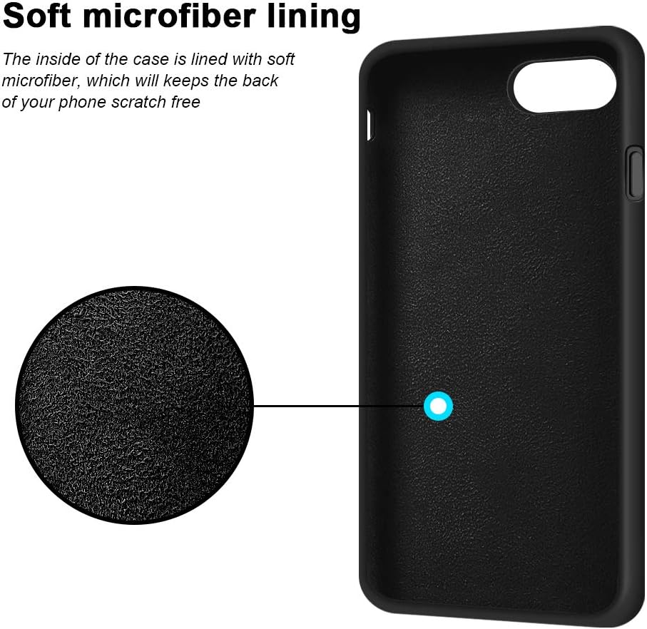 Anuck iPhone SE Case 2022/2020, Non-Slip Liquid Silicone Gel Rubber Bumper Phone Case Soft Microfiber Lining Hard Shockproof Protective Cases Cover For iPhone 8 And iPhone 74.7, Black