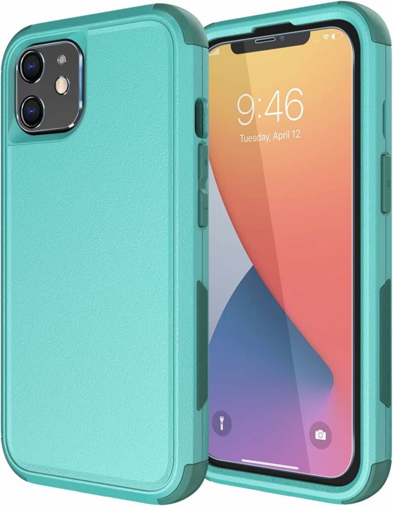 Diverbox for iPhone 11 Case [Shockproof] [Dropproof] [Tempered Glass Screen Protector + Camera Lens Protector],Heavy Duty Protection Phone Case Cover for Apple iPhone 11 (Teal)