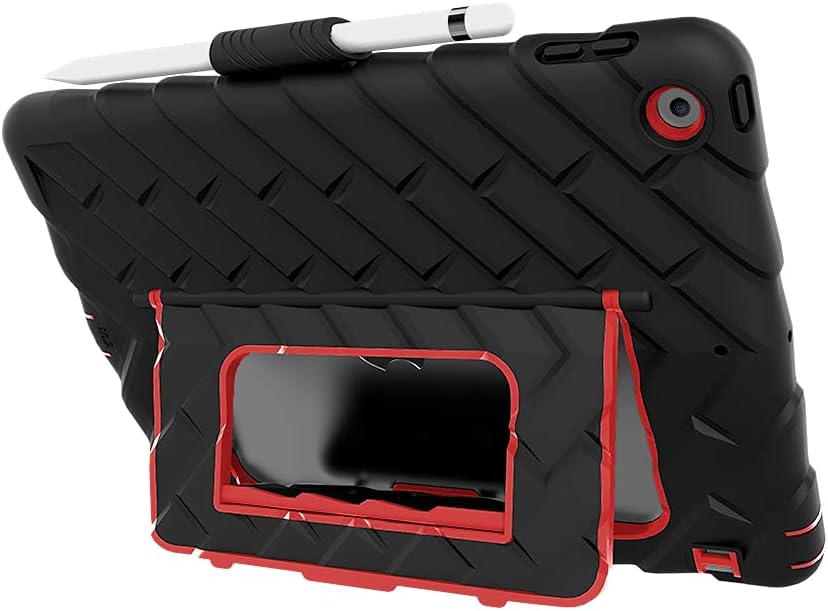 Gumdrop HideAway iPad Case Fits Apple iPad 10.2 (9th/8th/7th Gen) Designed for K-12 Students, Teachers and Classroomsâ Drop Tested, Rugged, Shockproof Bumpers for Reliable Device ProtectionâBlack/Red