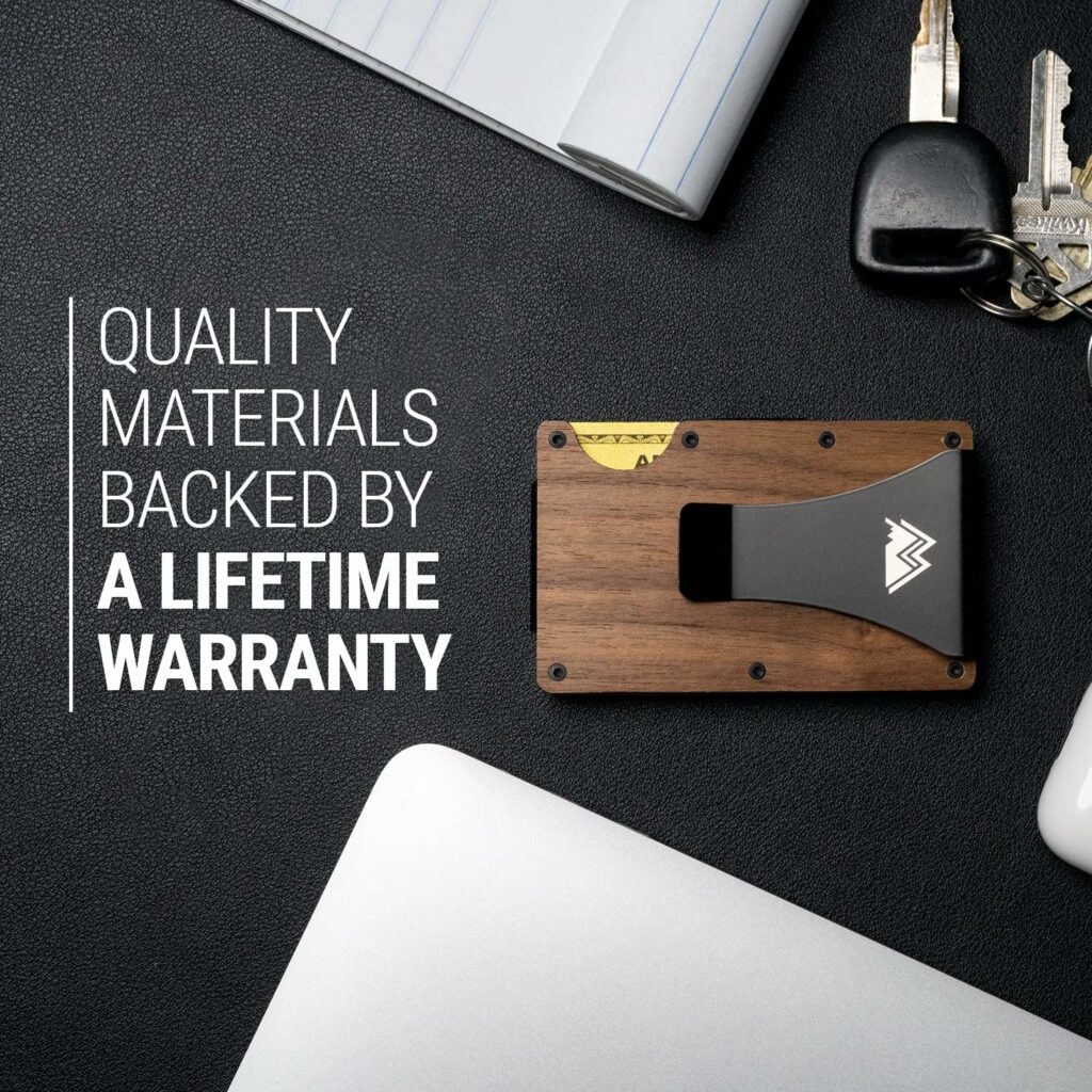 Mountain Voyage - Minimalist Wallet for Men - Slim RFID Wallet I Natural Walnut Wood  Scratch Resistant Carbon Fiber Credit Card Holder  Money Clip, Easily Removable Money  Cards, Mens Wallets