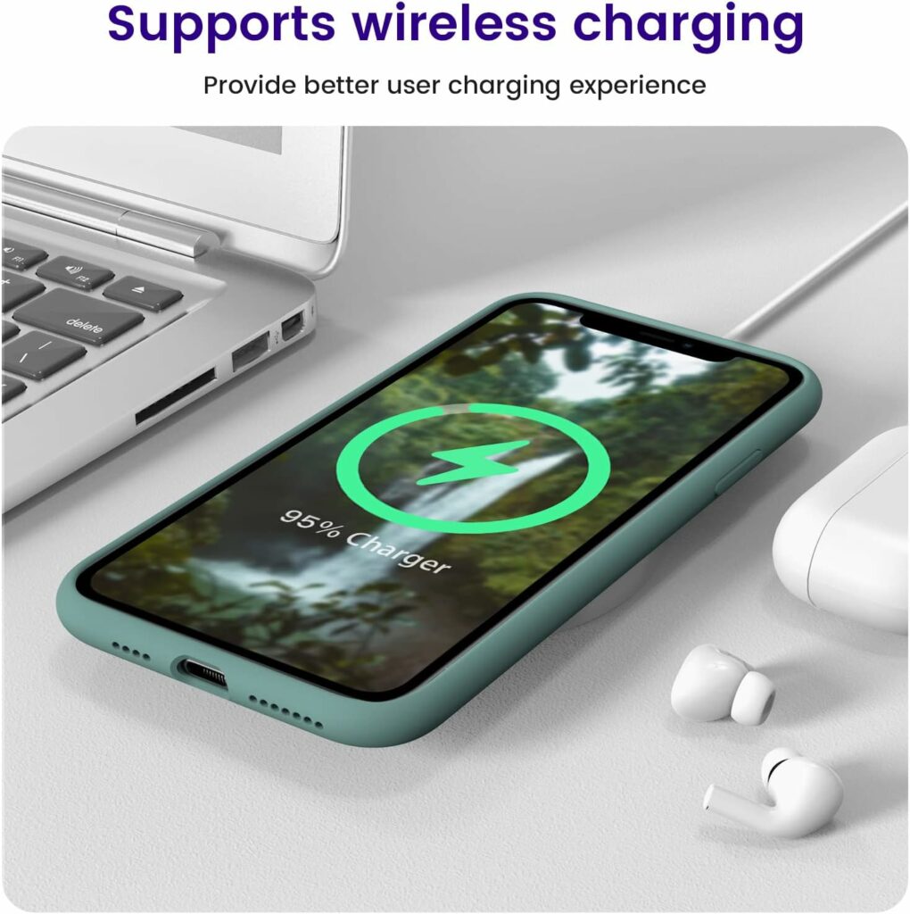 OTOFLY Soft Silicone Designed for iPhone 11 Pro Max Cases,[Military Grade Drop Protection] [Anti-Scratch Microfiber Lining] Shockproof Protective Phone Case Slim Thin Cover 6.5 inch,Pine Green