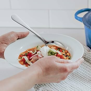 Hiware 12-Piece Dinner Spoons Set, Food Grade Stainless Steel Spoons Silverware for Home, Kitchen or Restaurant - Mirror Polished, Dishwasher Safe, 7.3 Inch