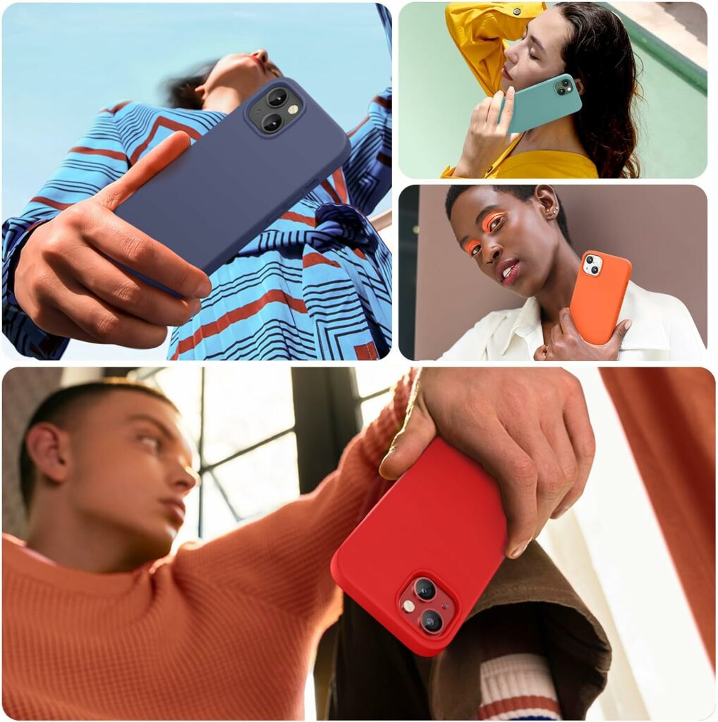 Miracase Designed for iPhone 13 Case, with Tempered Glass Screen Protector, [Soft Anti-Scratch Microfiber Lining], Shockproof Liquid Silicone Rubber Phone Case Cover for 13 6.1 inch(Capri Blue)