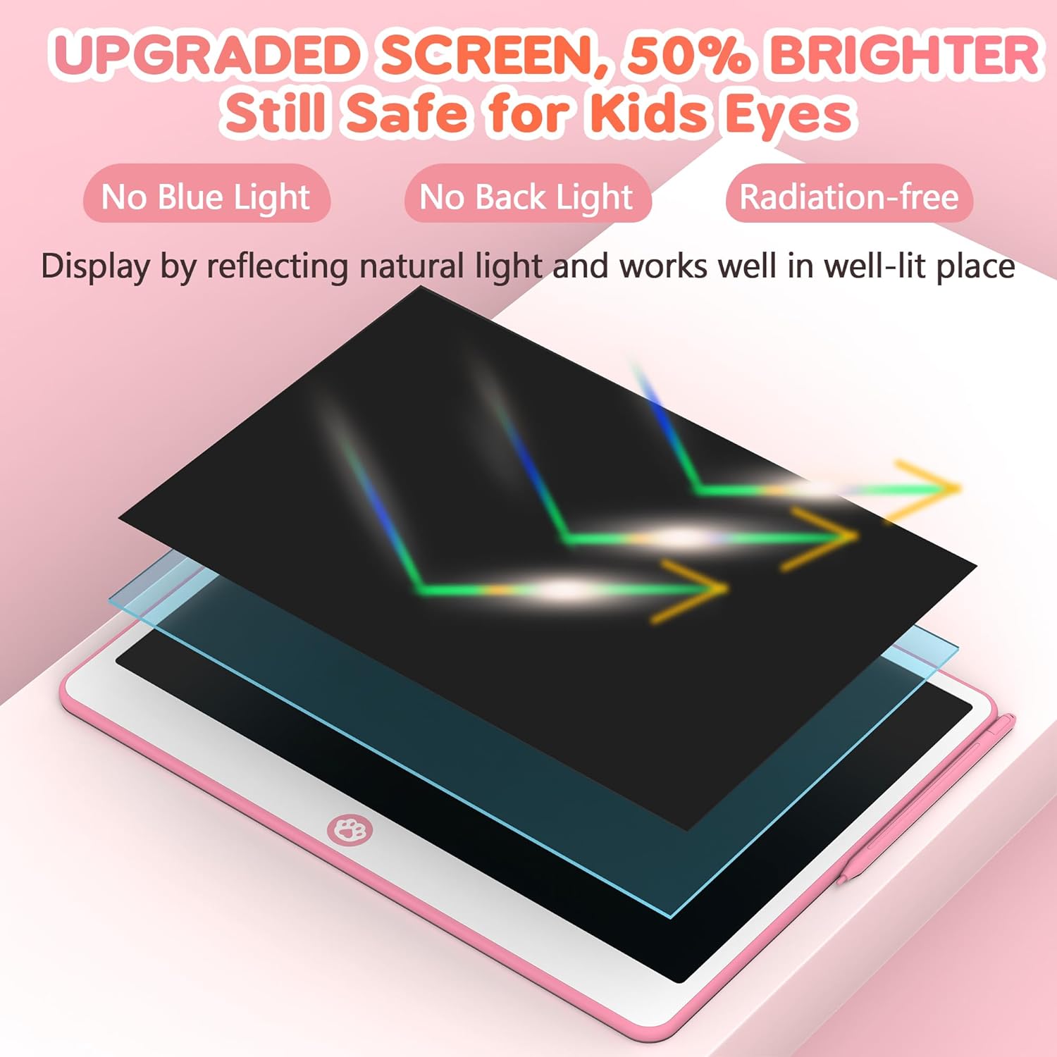 Hockvill LCD Writing Tablet for Kids 8.8 Inch, Toys for Girls Boys Drawing Pad for 3 4 5 6 7 8 Year Old Kid, Toddler Magnetic Doodle Board Travel Essentials Christmas Birthday Gift for Children (Pink)