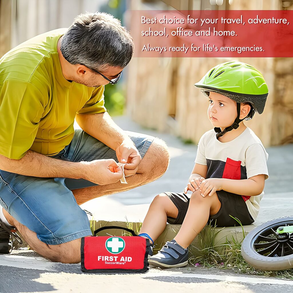 Small First Aid Kit - 100 Piece - Mini First Aid Kit for Home, Camping, Hiking, Backpacking, Travel, Vehicle, Outdoors - Emergency  Medical Supplies