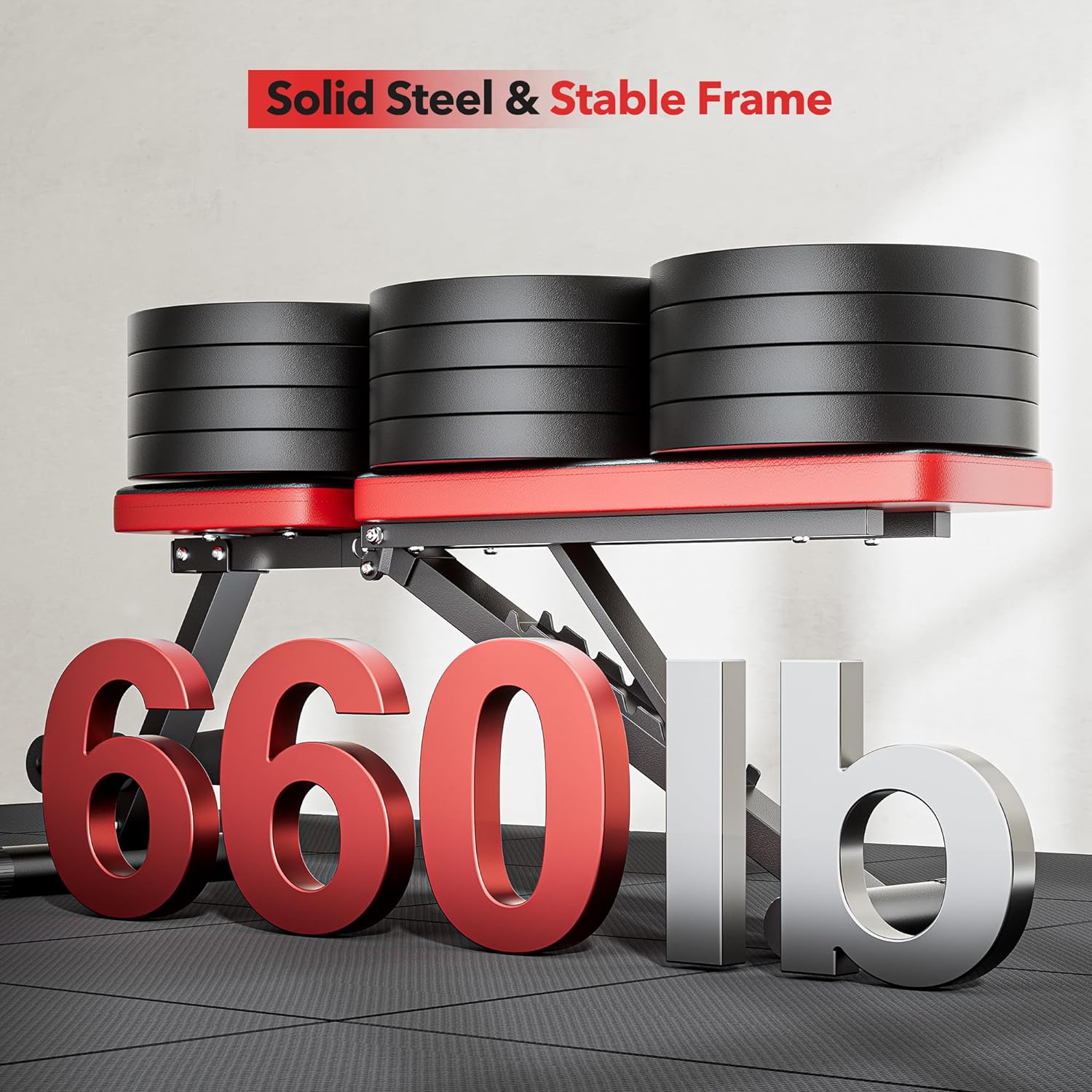 Basic Weight Bench for Home Gym, Adjustable Workout Bench with 8 Backrests, 660LBS Weight Capacity for Bench Exercise